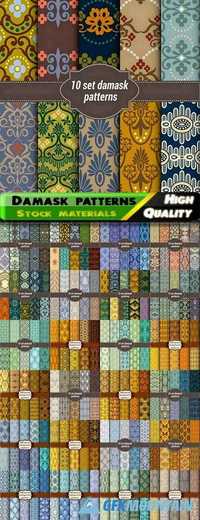 Royal and luxury damask seamless patterns for wallpaper or tile or textile design in vector from stock