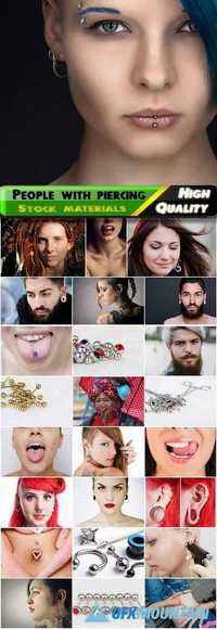 People with piercing and jewelery, man, woman, stylish girls Stock images