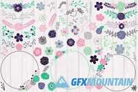 Flower Clipart & Pattern Bundle Mint 479279