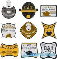 Badges and labels restaurant coffee shop sea food