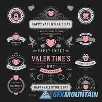 Valentine's Day logos and badges