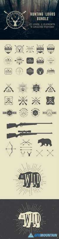 Set of vintage hunting logos 493924