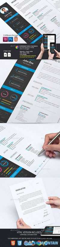 GraphicRiver - 2-Piece Resume CV with HTML Version 9105031
