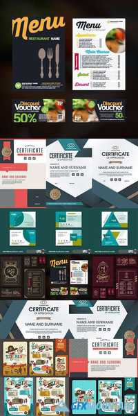 Certificates business cards menu, business template