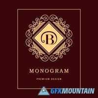 Monogram logo emblem elements design template3