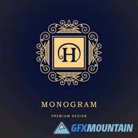 Monogram logo emblem elements design template3