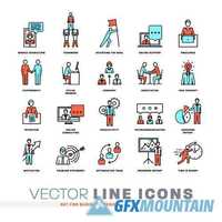 Thin line icons and flat design