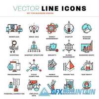 Thin line icons and flat design