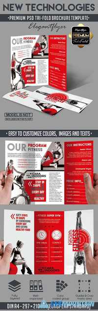 Fitness Tri-Fold Brochure PSD Template