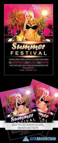 Summer Festival Flyer PSD Template