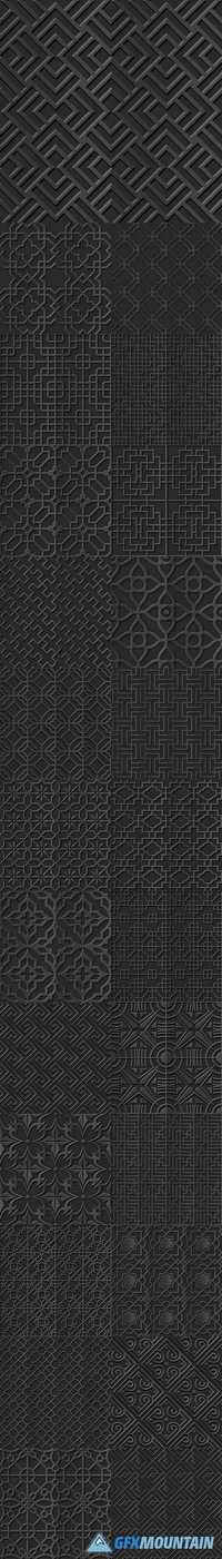 Seamless 3D elegant dark paper art pattern