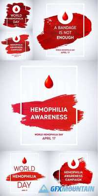 Hemophilia World Day Stroke Poster. Blood Drop, Frame and Red Strokes