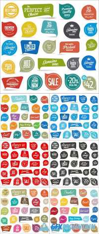 Colorful speech bubbles and badges collection