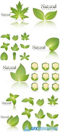 Green Leaf Icon Set