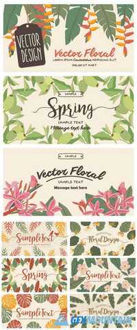 Set of Banners with Floral Backgrounds