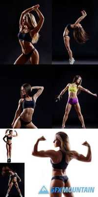Beautiful Fitness Female Posing on Studio Background