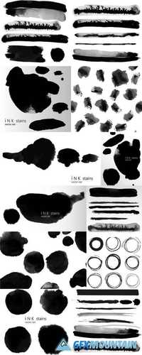Set of Ink Stains - Hand Drawn Black Blots Design Elements