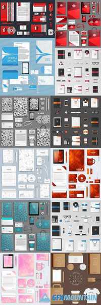 Set of Vector Corporate Identity Template - Modern Business Stationery Mock-Up