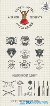 Cricket Badges & Design Elements 608359