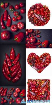 Red Healthy Vegetables and Fruits
