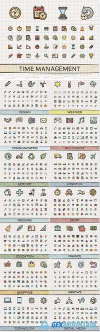 Hand drawing line icons 