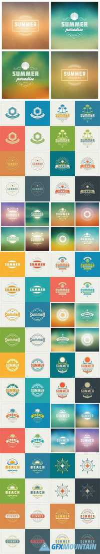Summer Holidays Retro Typography Labels or Badges