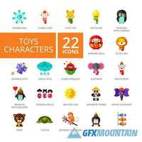 Toys Characters Icons Set 661883