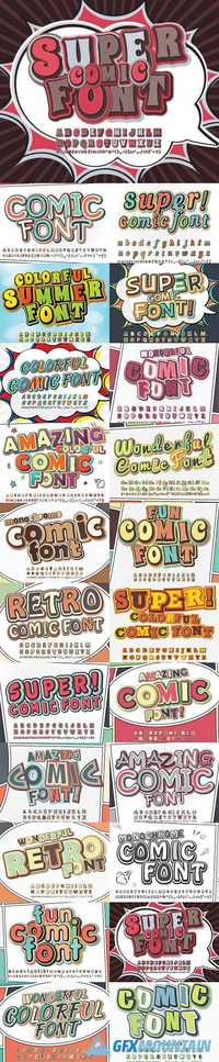 Comic font Alphabet letters and figures