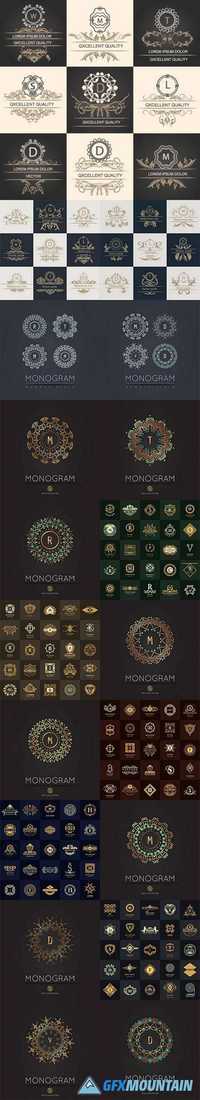 Monogram logo emblem elements design template