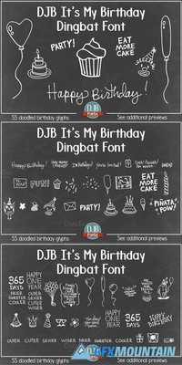 DJB It's My Birthday Dingbat Font 