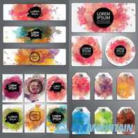 Set of Watercolor Universal Cards