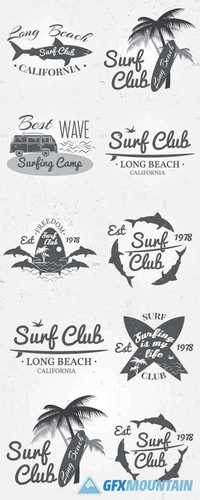 Surf Club Summer Surfing Retro Badge