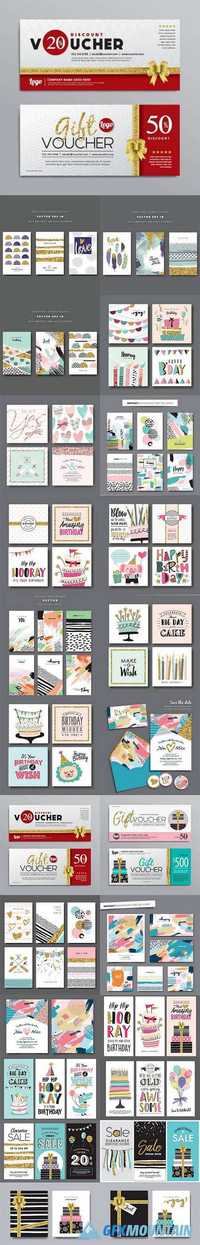 Birthday and wedding greeting cards design