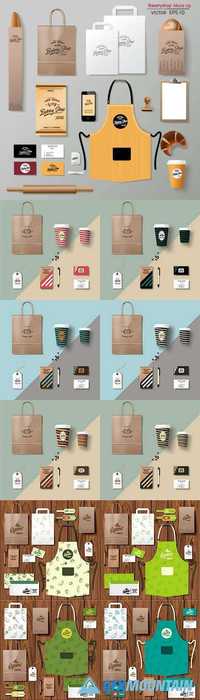 Coffee shop and market corporate identity mock up template
