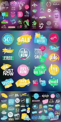 Set of Signs for Sale, Shopping, E-commerce and Products Promotion