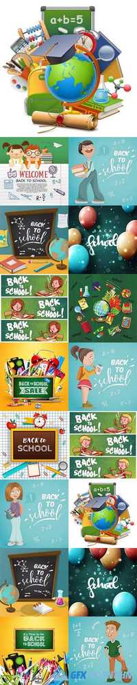 Back to school illustrations and backgrounds