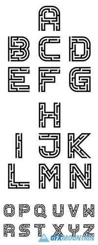Vector Real Maze Alphabet Font Letters
