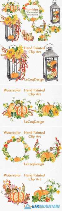 Watercolor pumpkin clipart 791003