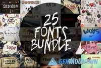 25 Fonts Bundle + Extras 467076