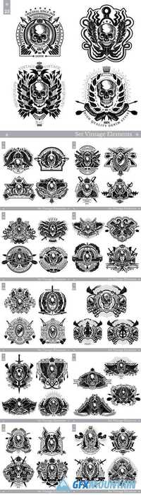 Leaf wreath skull coat of arms design
