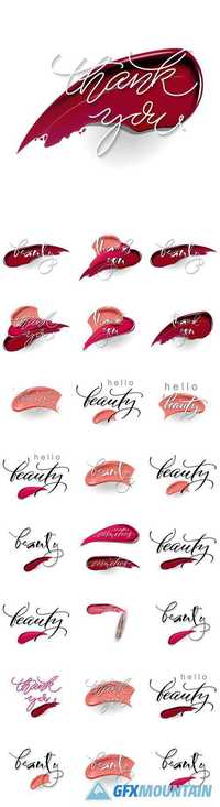 Beauty cosmetics logo Thank you lettering calligraphy