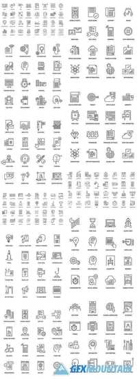 Modern Thin Line Icons Set for Business