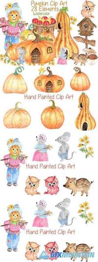 Watercolor pumpkin clipart 779094