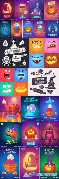 Vector Set of Halloween Illustrations