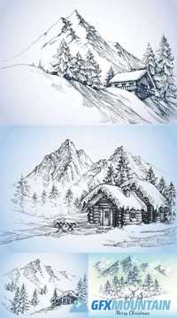 Christmas Card - Winter Landscape, Mountains