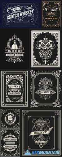 Old Whiskey Label with Vintage Frames