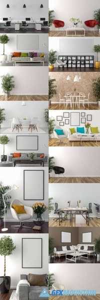 Blank Picture Frame on the Wall - Modern Interior