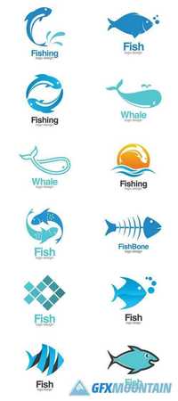 Fish Creative Concept Logo Design Template