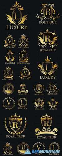 Gold Emblem Icon Set - Exclusive Rich Club Glamour and Member Theme