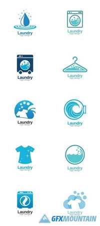 Laundry Creative Concept Logo Design Template